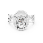 Lab Grown Round Diamond Ring with Bold Gold Disc & Split Shank in Yellow Gold