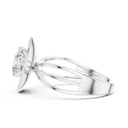 Lab Grown Round Diamond Ring with Bold Gold Disc & Split Shank in Yellow Gold