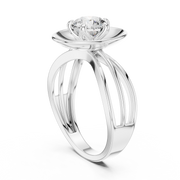 Lab Grown Round Diamond Ring with Bold Gold Disc & Split Shank in Yellow Gold