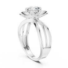 Lab Grown Round Diamond Ring with Bold Gold Disc & Split Shank in Yellow Gold