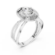Lab Grown Round Diamond Ring with Bold Gold Disc & Split Shank in Yellow Gold