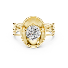 Lab Grown Round Diamond Ring with Bold Gold Disc & Split Shank in Yellow Gold