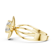 Lab Grown Round Diamond Ring with Bold Gold Disc & Split Shank in Yellow Gold