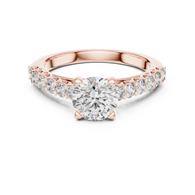 Lab Grown Round Diamond Ring with Graduated Side Stones in Yellow Gold