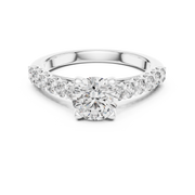 Lab Grown Round Diamond Ring with Graduated Side Stones in Yellow Gold