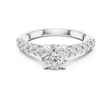 Lab Grown Round Diamond Ring with Graduated Side Stones in Yellow Gold