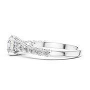 Lab Grown Round Diamond Ring with Graduated Side Stones in Yellow Gold