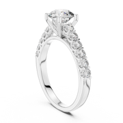 Lab Grown Round Diamond Ring with Graduated Side Stones in Yellow Gold
