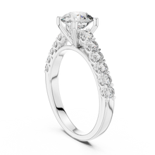Lab Grown Round Diamond Ring with Graduated Side Stones in Yellow Gold