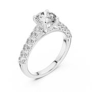 Lab Grown Round Diamond Ring with Graduated Side Stones in Yellow Gold