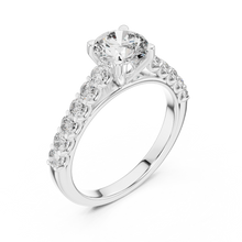 Lab Grown Round Diamond Ring with Graduated Side Stones in Yellow Gold
