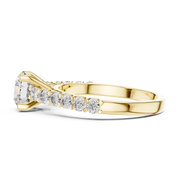 Lab Grown Round Diamond Ring with Graduated Side Stones in Yellow Gold