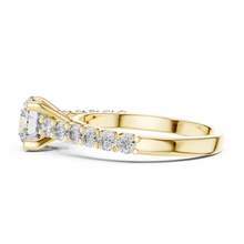 Lab Grown Round Diamond Ring with Graduated Side Stones in Yellow Gold
