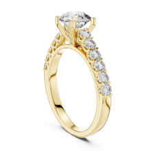 Lab Grown Round Diamond Ring with Graduated Side Stones in Yellow Gold