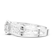 Lab Grown Round Diamond Ring with Openwork Lattice Band in Yellow Gold