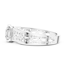 Lab Grown Round Diamond Ring with Openwork Lattice Band in Yellow Gold