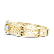 Lab Grown Round Diamond Ring with Openwork Lattice Band in Yellow Gold