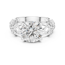 Lab Grown Round Diamond Ring with Vintage Filigree Scroll Band in Yellow Gold
