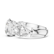 Lab Grown Round Diamond Ring with Vintage Filigree Scroll Band in Yellow Gold