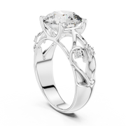 Lab Grown Round Diamond Ring with Vintage Filigree Scroll Band in Yellow Gold