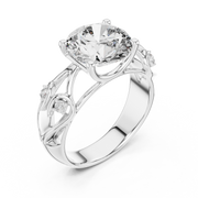Lab Grown Round Diamond Ring with Vintage Filigree Scroll Band in Yellow Gold
