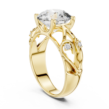 Lab Grown Round Diamond Ring with Vintage Filigree Scroll Band in Yellow Gold