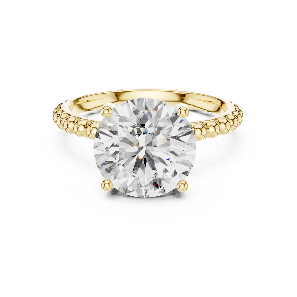 Lab Grown Round Diamond Ring with Vintage Milgrain Split-Shank in Yellow Gold