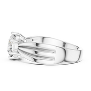 Lab Grown Round Diamond Ring with Wide Grooved Band in Yellow Gold