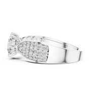 Lab Grown Round Diamond Ring with Wide Pavé Band in Yellow Gold