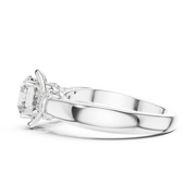Lab Grown Round Diamond Ring with Woven Band & Diamond Accents in Yellow Gold