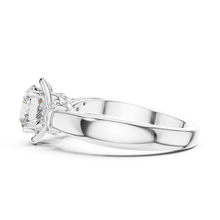 Lab Grown Round Diamond Ring with Woven Band & Diamond Accents in Yellow Gold