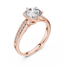 Lab Grown Round Diamond Solitaire Ring with Pavé Shoulders in Yellow Gold