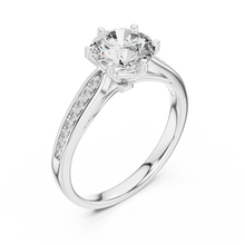 Lab Grown Round Diamond Solitaire Ring with Pavé Shoulders in Yellow Gold