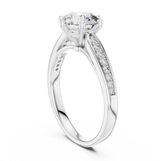Lab Grown Round Diamond Solitaire Ring with Pavé Shoulders in Yellow Gold