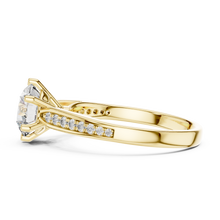 Lab Grown Round Diamond Solitaire Ring with Pavé Shoulders in Yellow Gold
