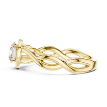 Lab Grown Round Halo Diamond Ring with Twisted Infinity Band in Yellow Gold