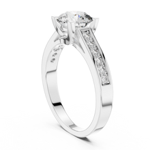 Lab Grown Round Solitaire Diamond Ring with Channel-Set Diamond Shoulders in Yellow Gold
