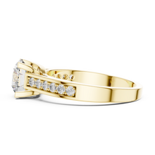 Lab Grown Round Solitaire Diamond Ring with Channel-Set Diamond Shoulders in Yellow Gold