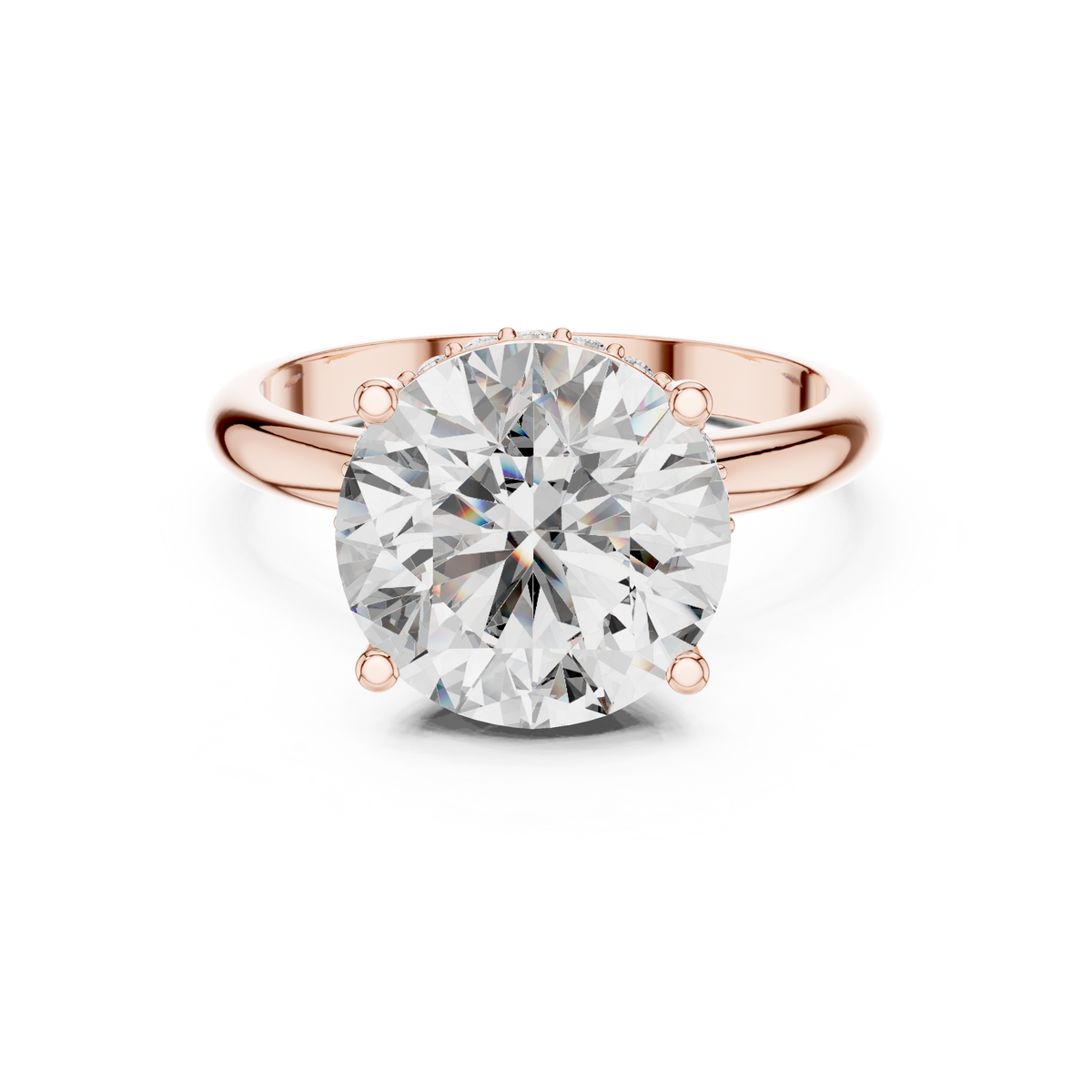 Lab Grown Round Solitaire Diamond Ring with Hidden Halo in Yellow Gold