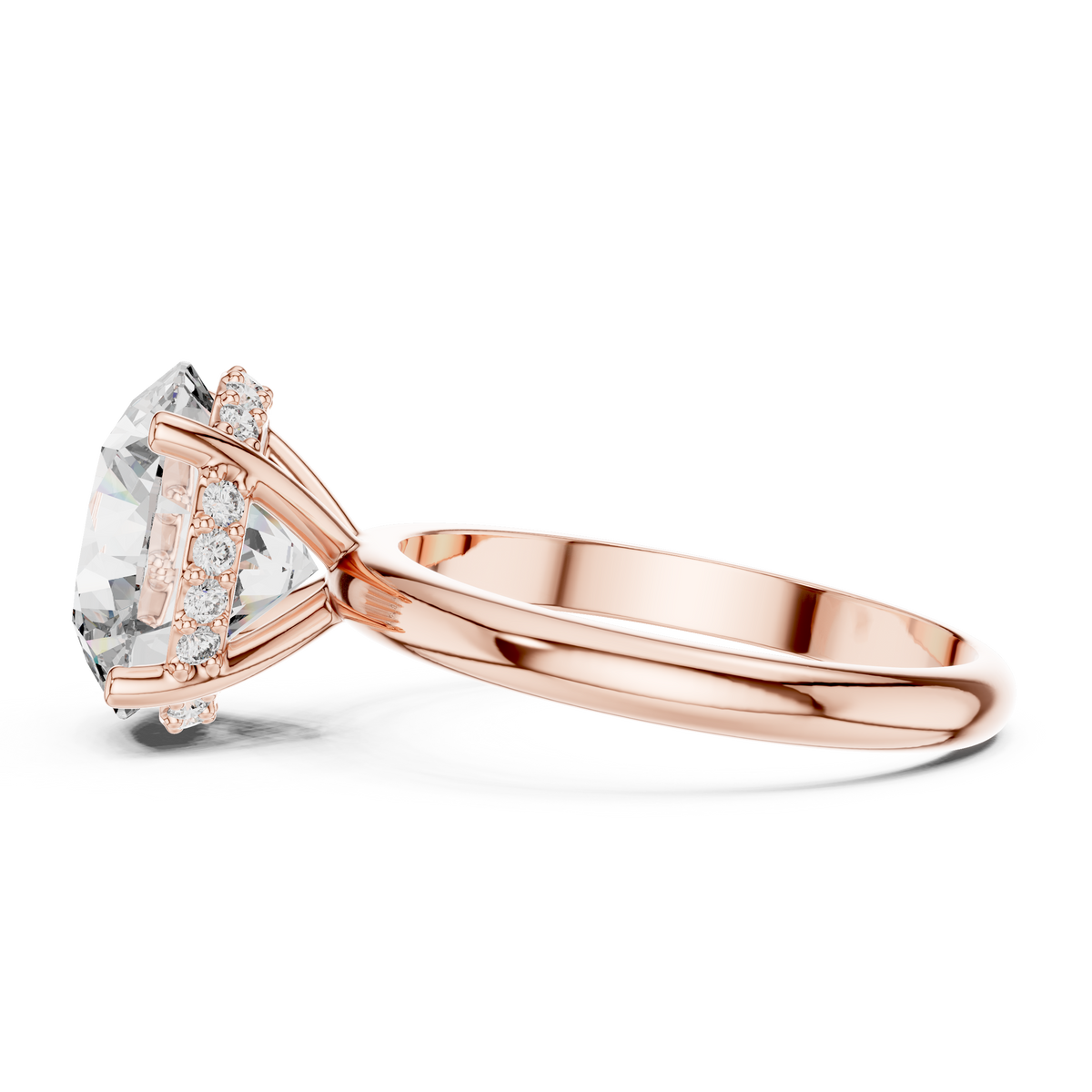 Lab Grown Round Solitaire Diamond Ring with Hidden Halo in Yellow Gold