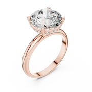 Lab Grown Round Solitaire Diamond Ring with Hidden Halo in Yellow Gold