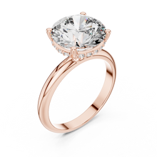 Lab Grown Round Solitaire Diamond Ring with Hidden Halo in Yellow Gold