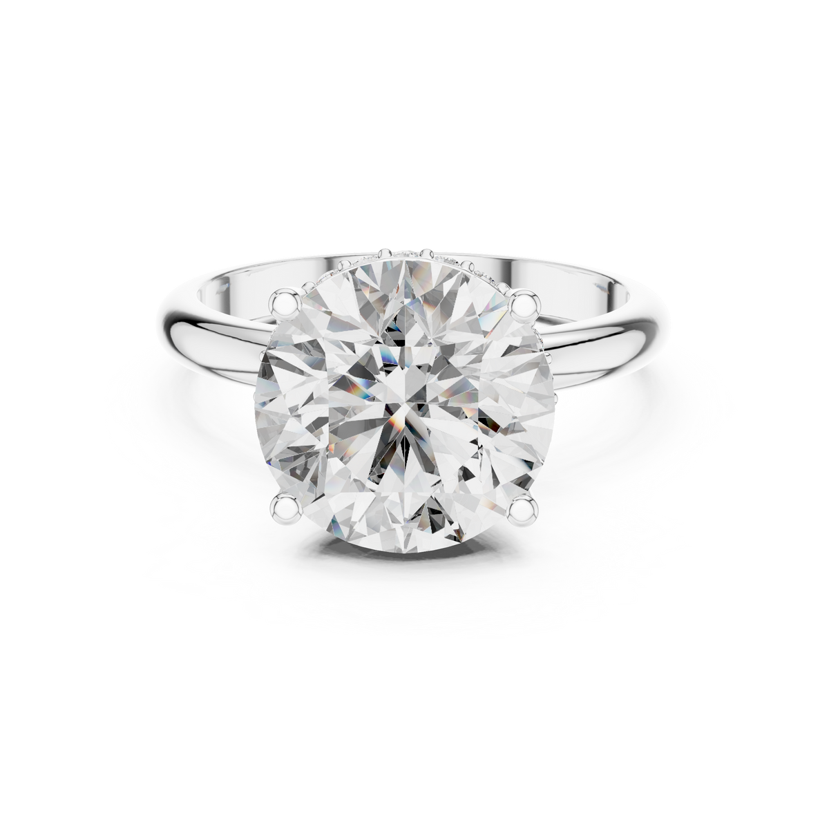 Lab Grown Round Solitaire Diamond Ring with Hidden Halo in Yellow Gold