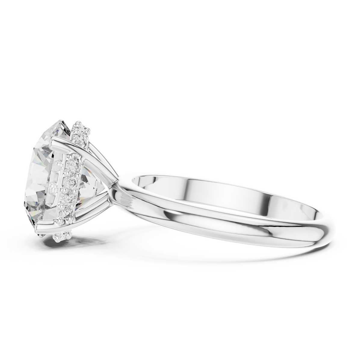 Lab Grown Round Solitaire Diamond Ring with Hidden Halo in Yellow Gold