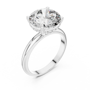 Lab Grown Round Solitaire Diamond Ring with Hidden Halo in Yellow Gold