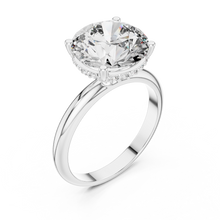 Lab Grown Round Solitaire Diamond Ring with Hidden Halo in Yellow Gold