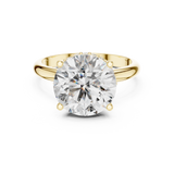 Lab Grown Round Solitaire Diamond Ring with Hidden Halo in Yellow Gold