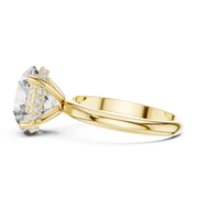 Lab Grown Round Solitaire Diamond Ring with Hidden Halo in Yellow Gold