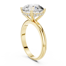 Lab Grown Round Solitaire Diamond Ring with Hidden Halo in Yellow Gold