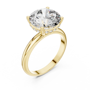 Lab Grown Round Solitaire Diamond Ring with Hidden Halo in Yellow Gold